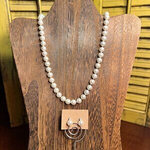 Classic Claire's Faux Pearl Necklace and Earrings Set